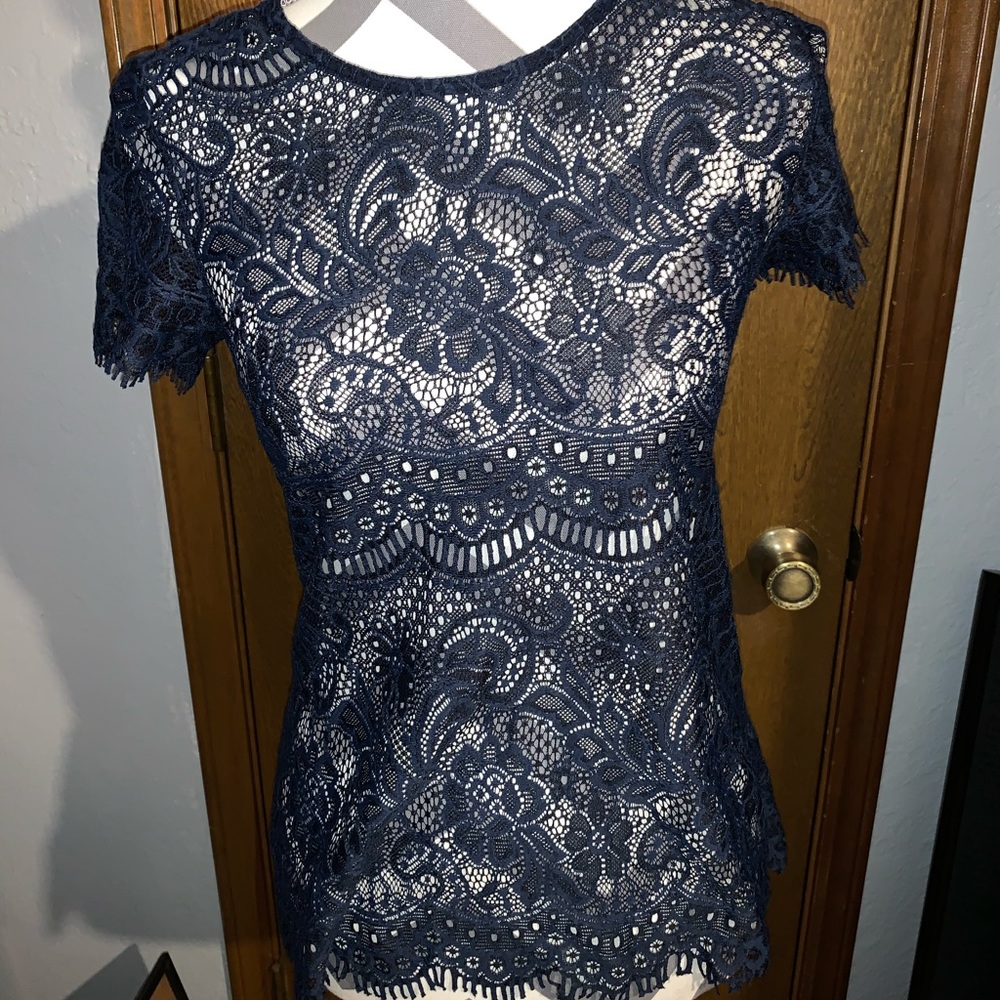 NWT Maurice’s Navy Blue Lace Top Small